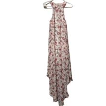 Love Squared Womens Shift Halter Dress Off White Floral Asymmetric Maxi Flowy S - £14.79 GBP