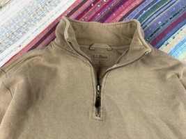 LL Bean 1/4 Zip Tan Mock Fleece Pullover Pocket Essential Sweatshirt Men... - $25.73