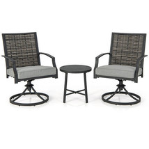 3 Piece Patio Swivel Chair Set with Soft Seat Cushions for Backyard - Color: Bla - $6,682.93 MXN