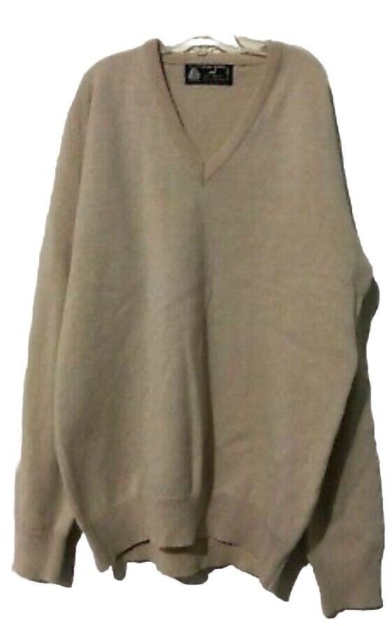 Vintage Oxford 100%  Pure Lambs Wool Tan Sz 44  Mans V Neck- Gorpcore,cl... - $41.11