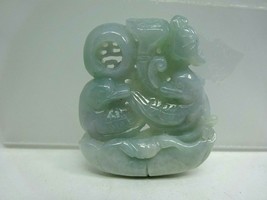 Natural Carved Jadeite Jade Pendant ,JADE Authenticity Report ,Grade A ,... - $800.00