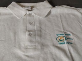 Delray Beach Tennis Center Embroidered Logo Polo Shirt White Medium - £12.73 GBP