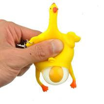 Novelty Anti Stress Solution, Squeezable Egg Laying Chicken.w/ Keychain. ! - £7.83 GBP