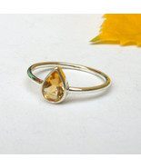 Citrine Pear Ring Sterling Silver Citrine Ring Citrine Jewelry Anniversa... - £20.71 GBP