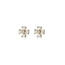 Anyco Fashion Earrings Gold 925 Sterling Silver Luxury Zircon Clover Flower - £15.30 GBP