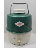 Vtg Coleman Green White Metal Jug Cooler Portable Water Thermos Pitcher ... - $33.16 CAD