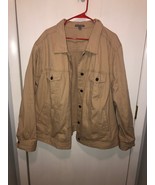 Jessica London Womens SZ 34W Plus Size Beige Jean Trucker Jacket Cotton - $23.00 CAD