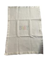 Vtg Quilted Baby Blanket Satin Trim White # 19460 52X36 - £19.92 GBP