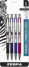Zebra Pen 27104 Model F-301 Retractable Ballpoint Pen, Stainless Steel Barrel - £11.15 GBP