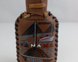 Leather Covered Whiskey Bottle Flask Panama Side Stitched &amp; Painted - $14.50