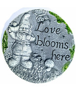 Cement Gnome Stepping Stone for Garden Patio Walkway &quot;Love Blooms Here&quot; - £12.93 GBP