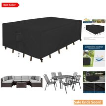 Black Waterproof Outdoor Dining Table &amp; Chair Cover - Fits 110"L x 84"W,... - $65.29