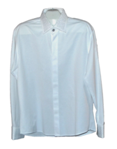Mondo White Cotton Trimmed With Stones Men&#39;s Slim Fit Dress Shirt Size 2XL - £80.27 GBP