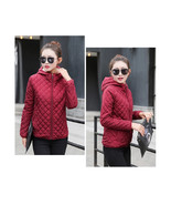  Quilted Sherpa Jacket   Hooded Burgundy Diamond Pattern - $593.25 MXN+
