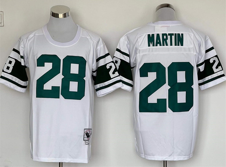 Men&#39;s Curtis Martin #28 Stitched Jersey White Green - $55.89