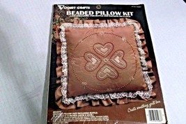 VINTAGE VOGART HEARTS BEADED EMBROIDERY RUFFLE &amp; LACE PILLOW KIT NIP - $15.83