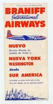 Braniff International Airways Schedules in Spanish March 1956 - £29.42 GBP
