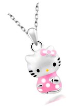 Hello Kitty Necklace, Kitty Cat Necklace-Pink Cat Cat - £34.51 GBP