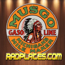 Musgo Gasoline Michigan&#39;s Mile Maker Aluminum Metal Sign 12&quot; Round - $21.65