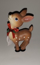 Spotted Fawn Deer Figurine Christmas Glitter 5&quot; - £11.43 GBP