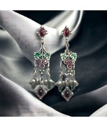 Silver Tone Piercers Enamel Long Earrings - $24.60 CAD