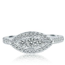 0.93 CT Marquise Shaped Round Cut Diamond Engagement Ring 14k White Gold - £1,563.73 GBP