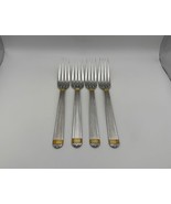 Set of 4 Christian Dior Stainless Steel GAUDRON Gold Accent Dinner Forks - $4,514.78 MXN