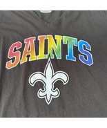 New Orleans Fanatics Women&#39;s 2XL V Neck Shirt Rainbow Logo Pride Month L... - £10.62 GBP