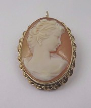 14k Yellow Gold Vintage Small Brooch Pin Pendant With Cameo Shell Women&#39;... - $299.00