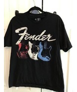 Fender Guitars Black Large T-Shirt Red White Blue Guitars - £7.04 GBP