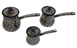 3-Piece Turkish Coffee Pot Set with Covers - Enamel Design Milk Butter Warmer - £23.38 GBP