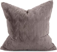 Pillow Throw HOWARD ELLIOTT 24x24 Angora Stone Gray Polyester High-Pile Fur - £223.02 GBP