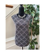 Studio C Women&#39;s Black Floral Polyester Round Neck Sleeveless Casual Shi... - $32.49 CAD