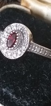 Vintage 1980-s 9 ct Gold Natural Ruby and Zircon Ring Size UK O, US 7- Hallmarks - £181.22 GBP