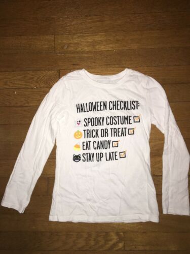 * childrens place white halloween graphic long sleeve tee shirt 7- 8 medium girl - £3.49 GBP