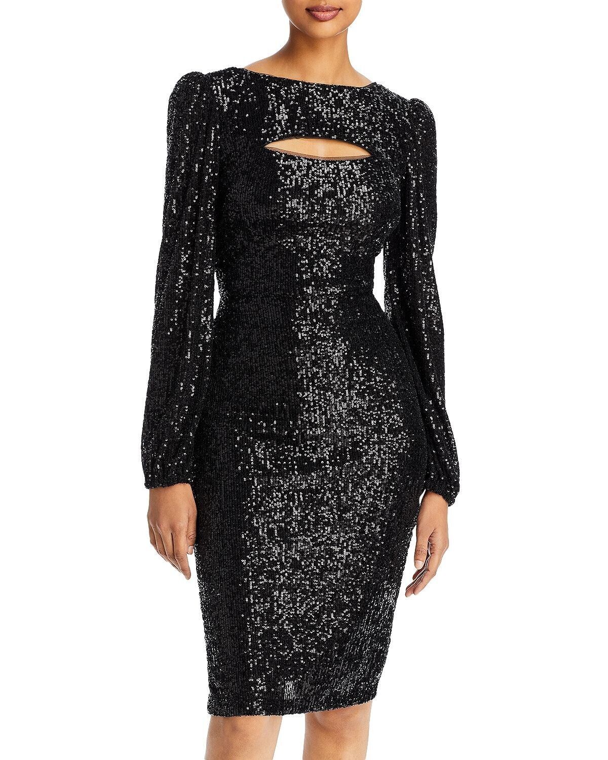Aqua Women&#39;s Sequined Keyhole Sheath Dress Black B4HP - $24.95+