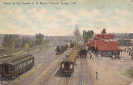 Denver and Rio Grande R.R. Depot Colorado Springs CO Railroad Train Postcard D60 - £9.58 GBP