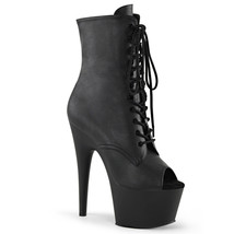 Sexy Black Matte Platform Peep Toe 7&quot; High Heel Ankle Boots ADO1021/BPU/M - £70.29 GBP