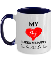 Dog Mugs My Pug Makes Me Happy Navy-2T-Mug  - £14.19 GBP