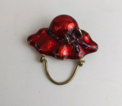 Vintage 3D Style Enamel Red Hat Society Hat/Bonnet Broach Lapel Hat Pin - £5.72 GBP