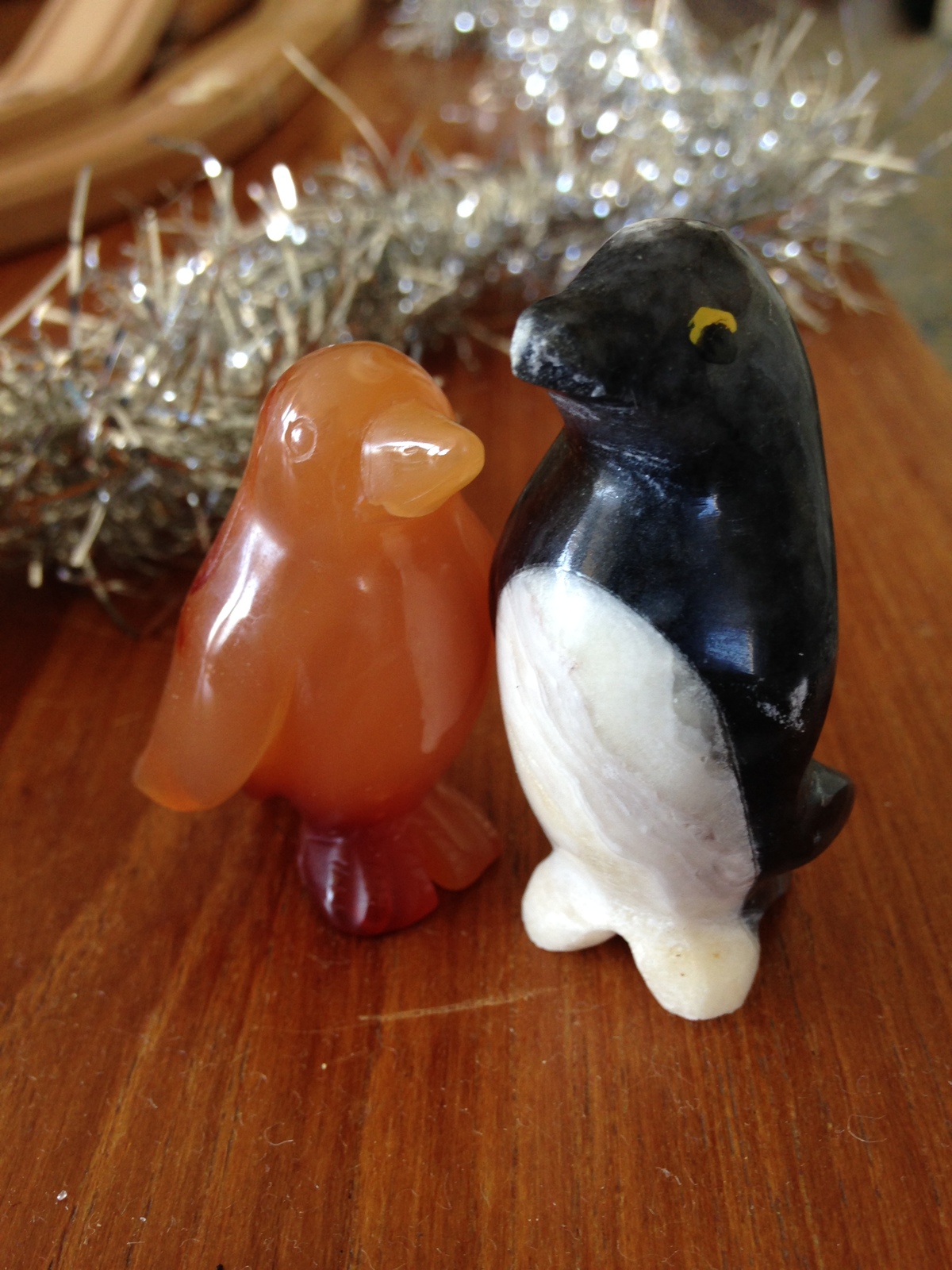 set of 2 marble penguins approx 2-2.5" tall - $48.99