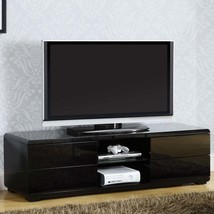 Black Contemporary Lacquer TV Console - Drawers, Storage, Wire Access - $16,106.33 MXN