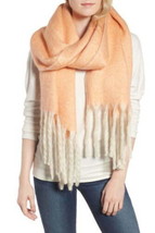Free People Soft Scarf Pink Shawl Oversized Wrap Fringe Soft Fuzzy Wrap NWT - $36.73