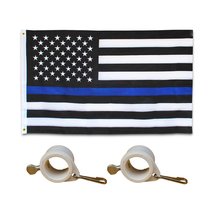 Embroidered Thin Blue Line Flag - 3X5 Foot - US American Police Flag Honoring La - £11.93 GBP