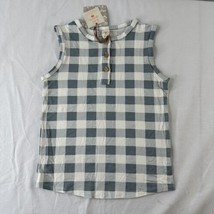 Boy&#39;s KATE QUINN 6 6Y Dusty Blue White Buffalo Check Tank Top Sleeveless... - £17.09 GBP