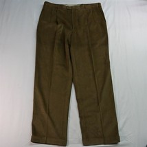 Linea Naturale 40 x 34 Khaki Ribbed Pleated Cuffed Dress Pants - £23.91 GBP
