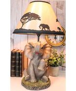 African Safari Glow Sitting Elephant with Trunk Up Desktop Table Lamp Wi... - €77,35 EUR