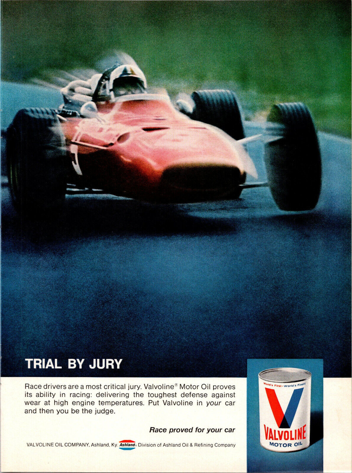 Primary image for Vintage 1969 Valvoline Formula One Race Car Advertising Ad Advertisement