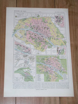 1925 Vintage Historical Map Of Paris In 1789 / France - £13.44 GBP