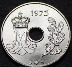 Denmark 25 Ore, 1973 Gem Unc~Mint Mark S-B~1st Year Ever - $4.30